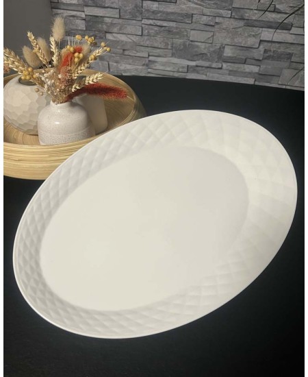 Plat Ovale Blanc "Piano" 41 cm